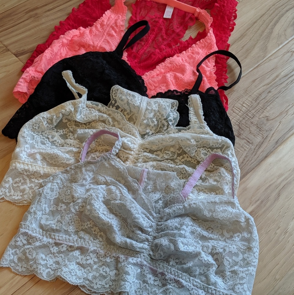 PINK by VS Lace Bralette Bundle (5), size M